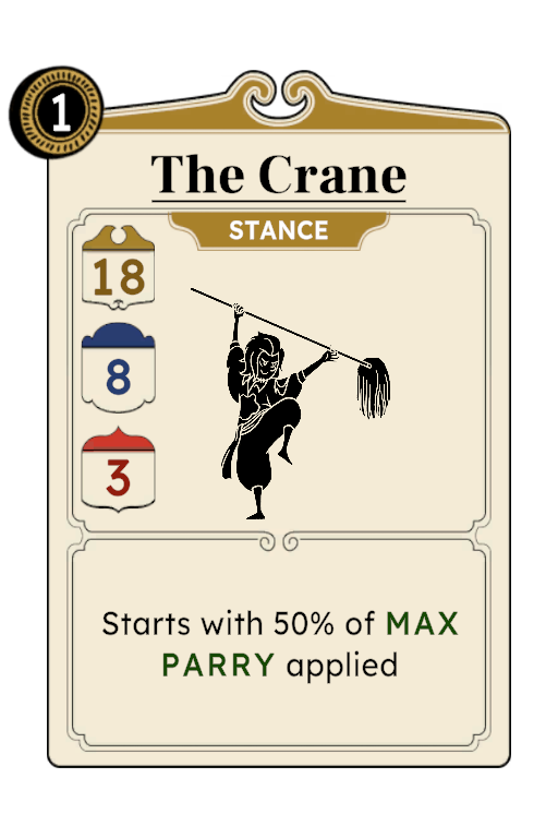 The Crane — example stance card